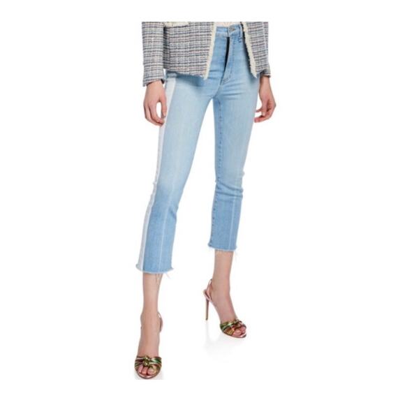 Veronica Beard Carly 11" Kick Flare Jeans Air Size 25 Side Stripe Crop Fray - Picture 8 of 14